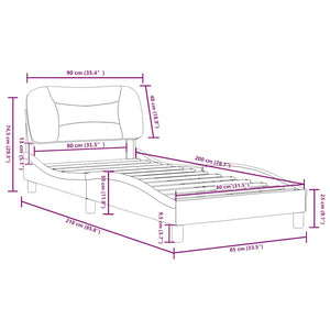 vidaXL Cadre de lit sans matelas « Hvar » Noir et blanc 80 x 200 cm Similicuir