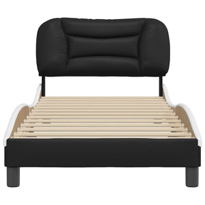 vidaXL Cadre de lit sans matelas « Hvar » Noir et blanc 80 x 200 cm Similicuir
