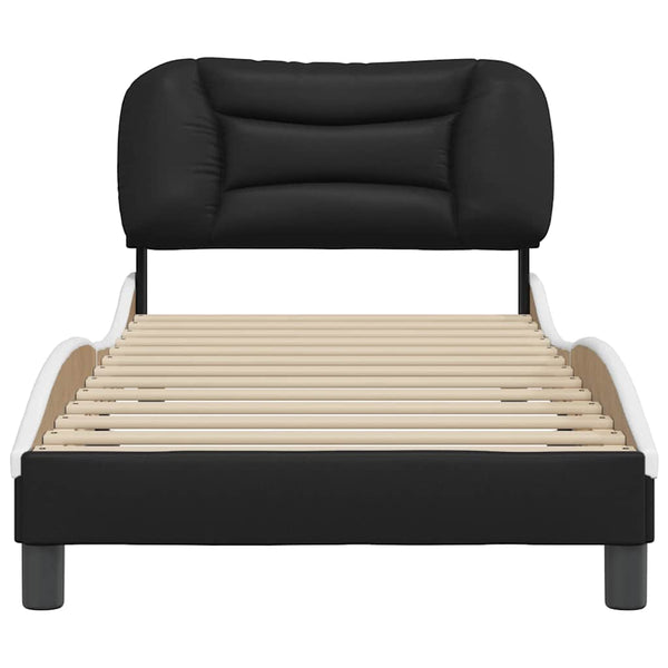 vidaXL Cadre de lit sans matelas « Hvar » Noir et blanc 80 x 200 cm Similicuir