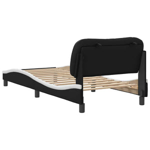 vidaXL Cadre de lit sans matelas « Hvar » Noir et blanc 80 x 200 cm Similicuir