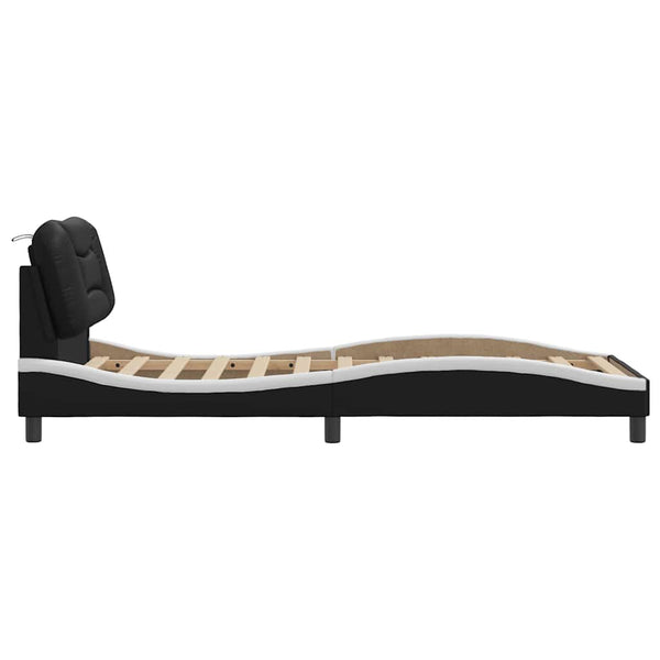 vidaXL Cadre de lit sans matelas « Hvar » Noir et blanc 80 x 200 cm Similicuir