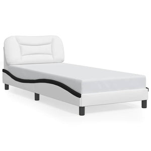 vidaXL Cadre de lit sans matelas « Hvar » Blanc et noir 80x200 cm Similicuir