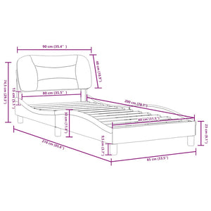 vidaXL Cadre de lit sans matelas « Hvar » Blanc et noir 80x200 cm Similicuir