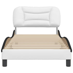 vidaXL Cadre de lit sans matelas « Hvar » Blanc et noir 80x200 cm Similicuir