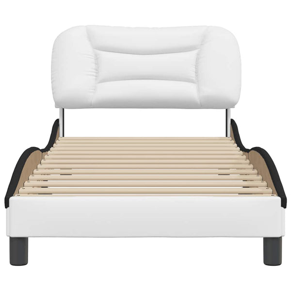 vidaXL Cadre de lit sans matelas « Hvar » Blanc et noir 80x200 cm Similicuir