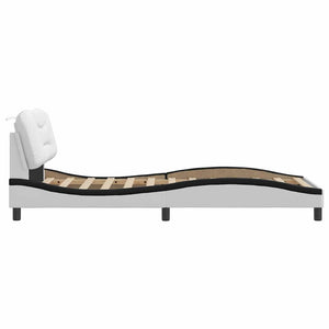 vidaXL Cadre de lit sans matelas « Hvar » Blanc et noir 80x200 cm Similicuir