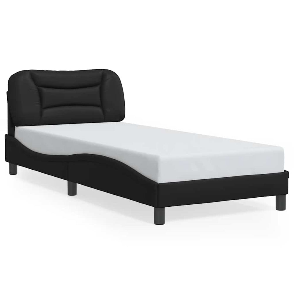 Schwarzes Kunstleder Bettgestell 90x190 cm