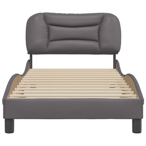 Bettgestell Grau 90x190 cm Kunstleder