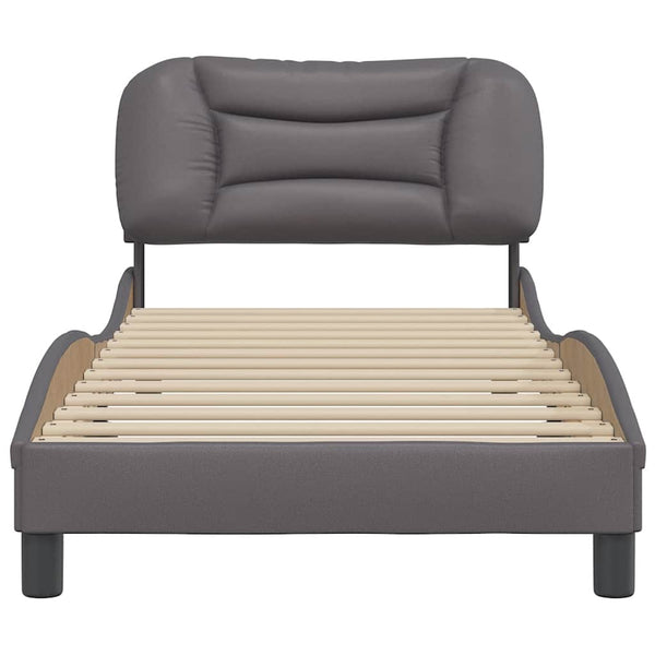 Bettgestell Grau 90x190 cm Kunstleder