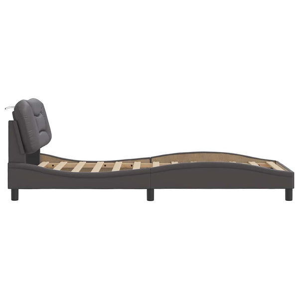 Bettgestell Grau 90x190 cm Kunstleder