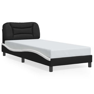 vidaXL Cadre de lit sans matelas « Hvar » Noir et blanc 90x190 cm Similicuir