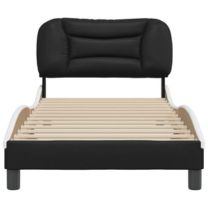 vidaXL Cadre de lit sans matelas « Hvar » Noir et blanc 90x190 cm Similicuir