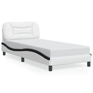 vidaXL Cadre de lit sans matelas "Hvar" Blanc et noir 90x190 cm Similicuir