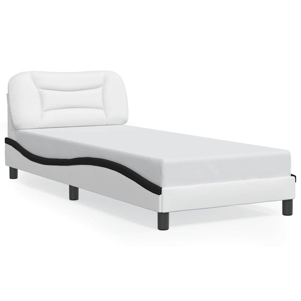 vidaXL Cadre de lit sans matelas "Hvar" Blanc et noir 90x190 cm Similicuir
