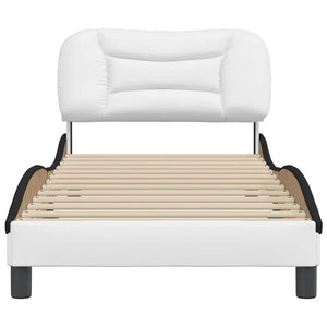 vidaXL Cadre de lit sans matelas "Hvar" Blanc et noir 90x190 cm Similicuir