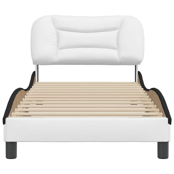 vidaXL Cadre de lit sans matelas "Hvar" Blanc et noir 90x190 cm Similicuir