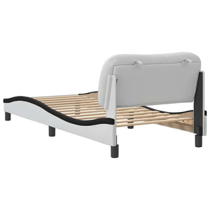 vidaXL Cadre de lit sans matelas "Hvar" Blanc et noir 90x190 cm Similicuir
