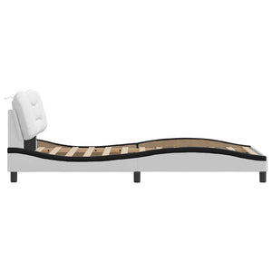 vidaXL Cadre de lit sans matelas "Hvar" Blanc et noir 90x190 cm Similicuir