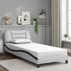 vidaXL Cadre de lit sans matelas "Hvar" Blanc et noir 90x190 cm Similicuir