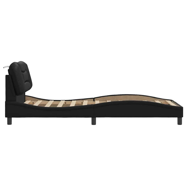 vidaXL Cadre de lit sans matelas « Hvar » noir 90x200 cm similicuir