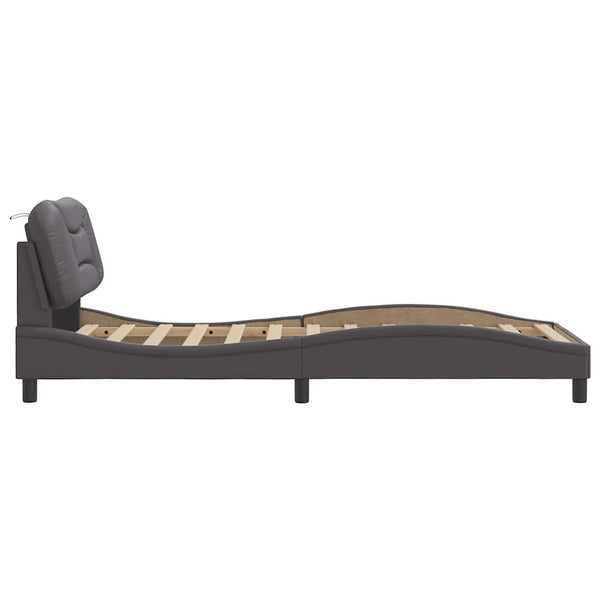 vidaXL Cadre de lit sans matelas "Hvar" gris 90x200 cm similicuir