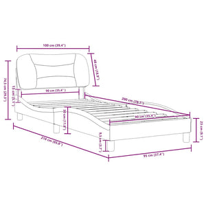 Bettgestell 90x200 cm Cappuccino-Braun Kunstleder