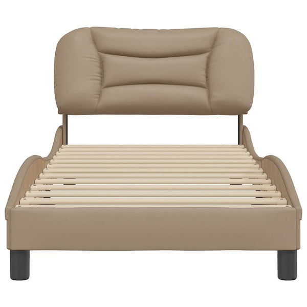 Bettgestell 90x200 cm Cappuccino-Braun Kunstleder