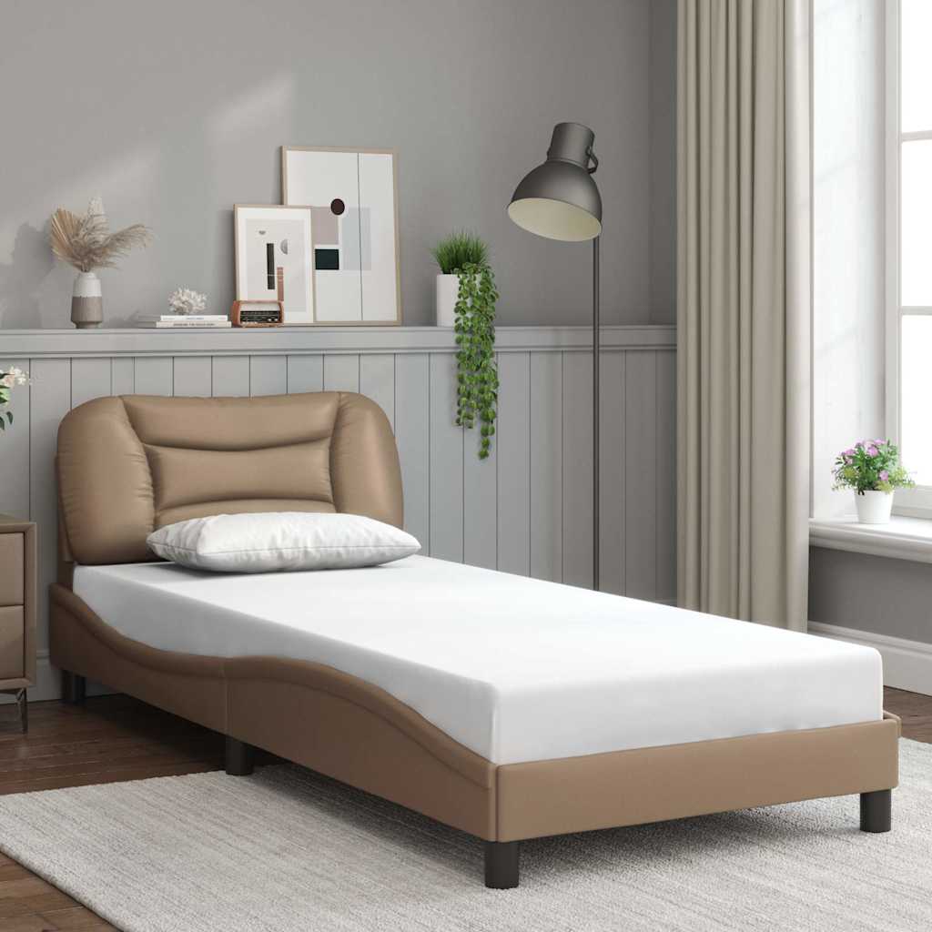 Bettgestell 90x200 cm Cappuccino-Braun Kunstleder