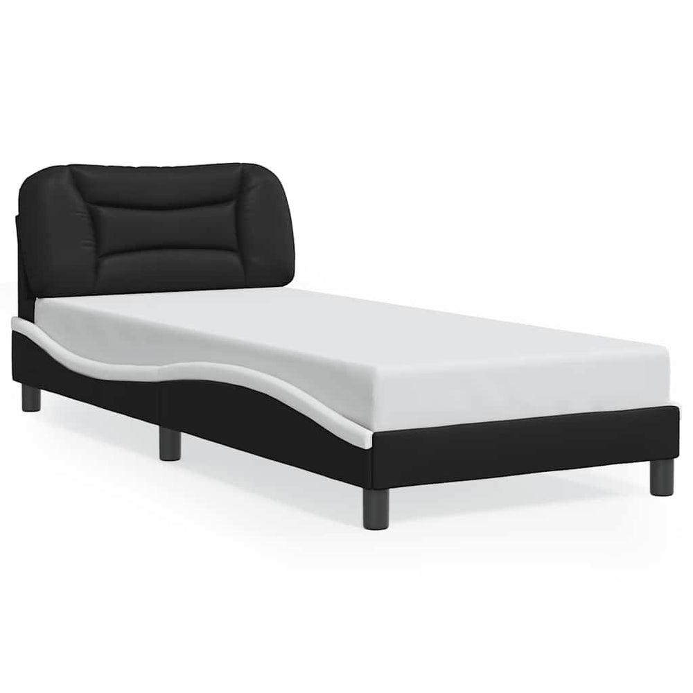 vidaXL Bed Frame without Mattress "Hvar" Black and White 90x200 cm Faux Leather