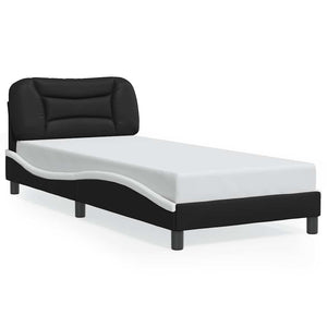 vidaXL Cadre de lit sans matelas « Hvar » noir et blanc 90x200 cm, similicuir