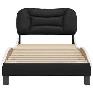 vidaXL Cadre de lit sans matelas « Hvar » noir et blanc 90x200 cm, similicuir