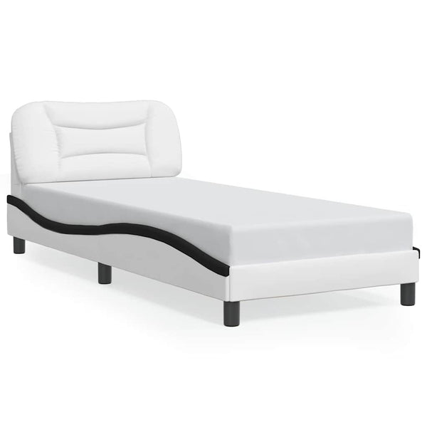 vidaXL Cadre de lit sans matelas « Hvar » Blanc et noir 90x200 cm Similicuir