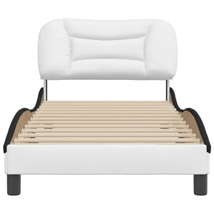 vidaXL Cadre de lit sans matelas « Hvar » Blanc et noir 90x200 cm Similicuir