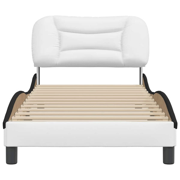 vidaXL Cadre de lit sans matelas « Hvar » Blanc et noir 90x200 cm Similicuir
