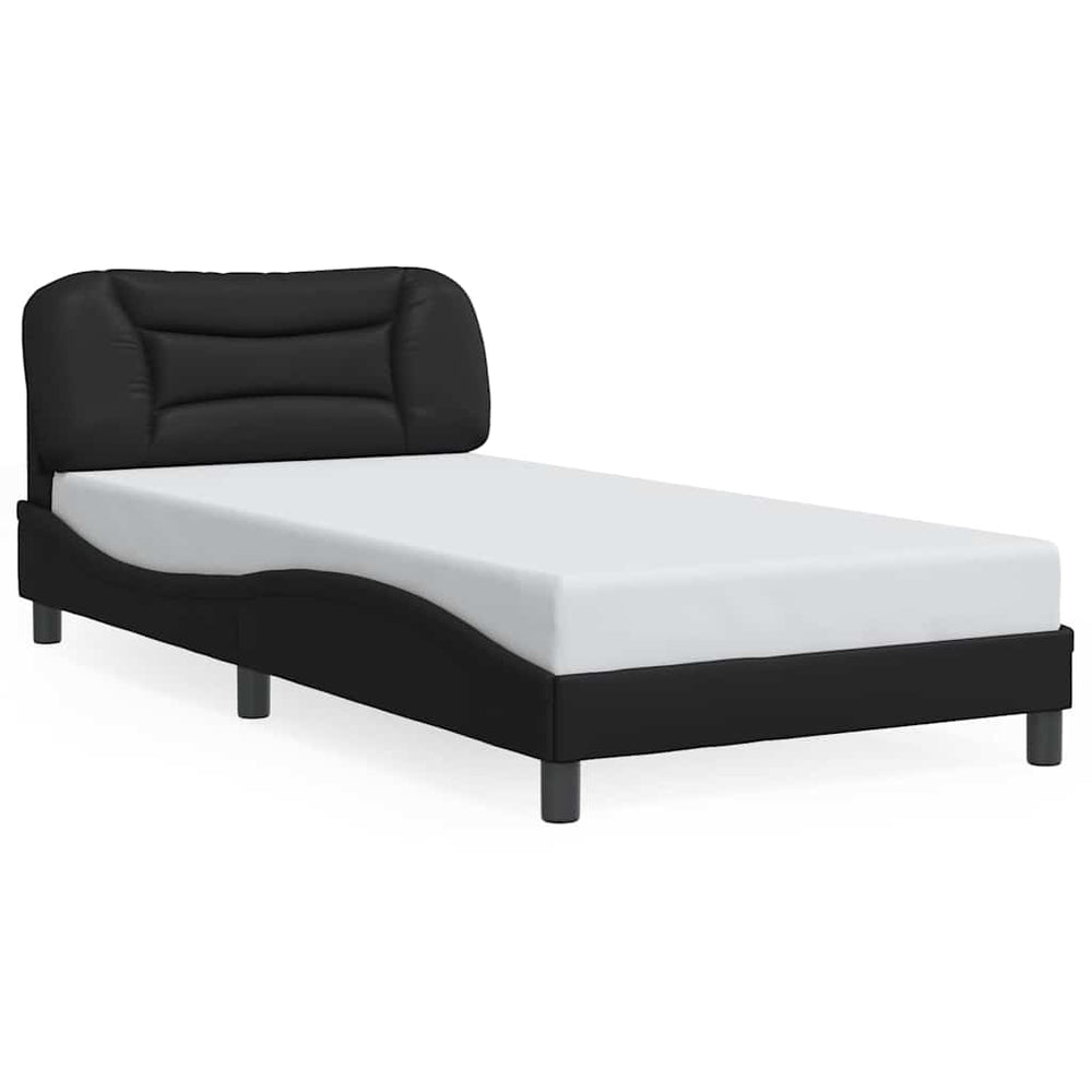 Schwarzes Kunstleder Bettgestell 100x200 cm
