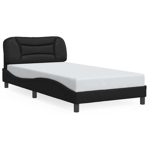Schwarzes Kunstleder Bettgestell 100x200 cm
