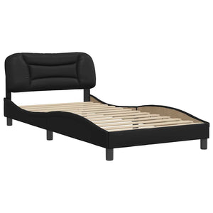 Schwarzes Kunstleder Bettgestell 100x200 cm
