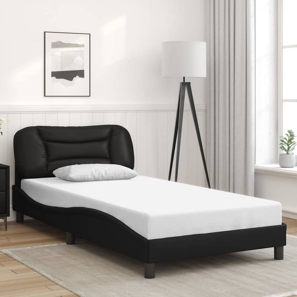 Schwarzes Kunstleder Bettgestell 100x200 cm