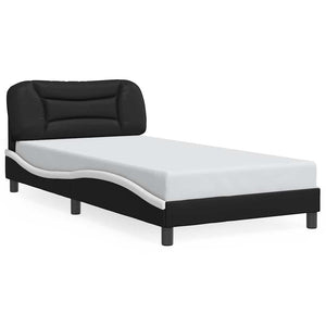 vidaXL Cadre de lit sans matelas « Hvar » Noir et blanc 100x200 cm Similicuir