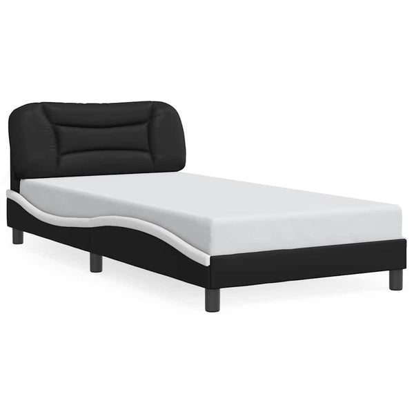 vidaXL Cadre de lit sans matelas « Hvar » Noir et blanc 100x200 cm Similicuir