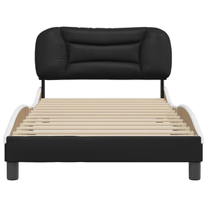 vidaXL Cadre de lit sans matelas « Hvar » Noir et blanc 100x200 cm Similicuir