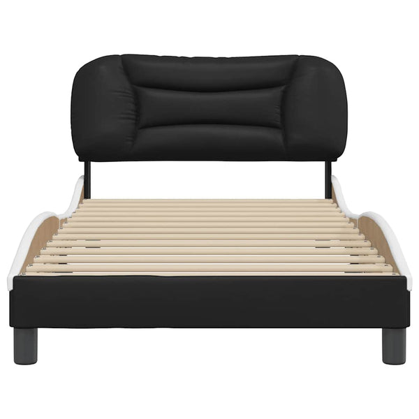 vidaXL Cadre de lit sans matelas « Hvar » Noir et blanc 100x200 cm Similicuir