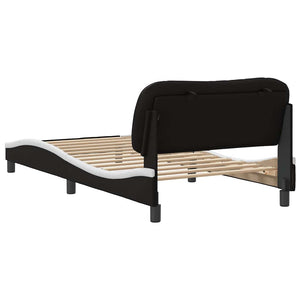 vidaXL Cadre de lit sans matelas « Hvar » Noir et blanc 100x200 cm Similicuir