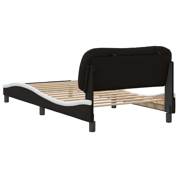 vidaXL Cadre de lit sans matelas « Hvar » Noir et blanc 100x200 cm Similicuir
