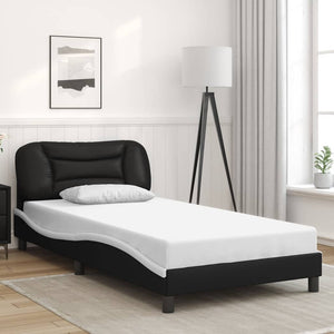 vidaXL Cadre de lit sans matelas « Hvar » Noir et blanc 100x200 cm Similicuir