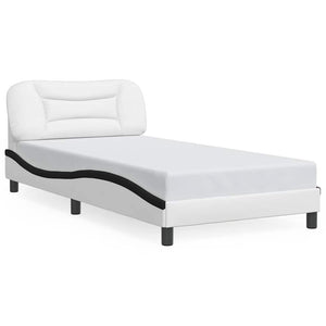 vidaXL Cadre de lit sans matelas "Hvar" Blanc et noir 100x200 cm Similicuir