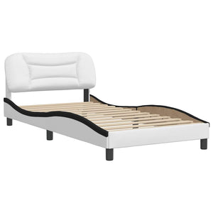 vidaXL Cadre de lit sans matelas "Hvar" Blanc et noir 100x200 cm Similicuir