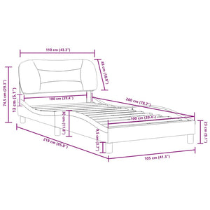 vidaXL Cadre de lit sans matelas "Hvar" Blanc et noir 100x200 cm Similicuir