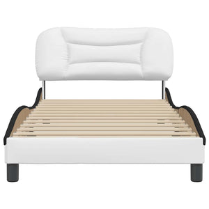 vidaXL Cadre de lit sans matelas "Hvar" Blanc et noir 100x200 cm Similicuir