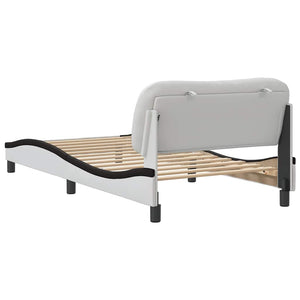 vidaXL Cadre de lit sans matelas "Hvar" Blanc et noir 100x200 cm Similicuir
